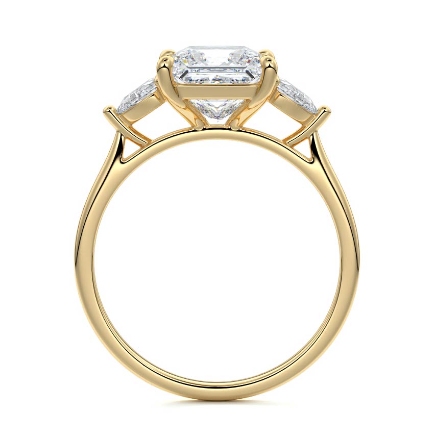 Veda - Princess Yellow Gold Engagement Ring Side View | Nura Lab