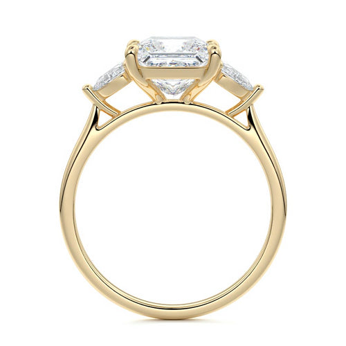 Veda - Princess Yellow Gold Engagement Ring Side View | Nura Lab