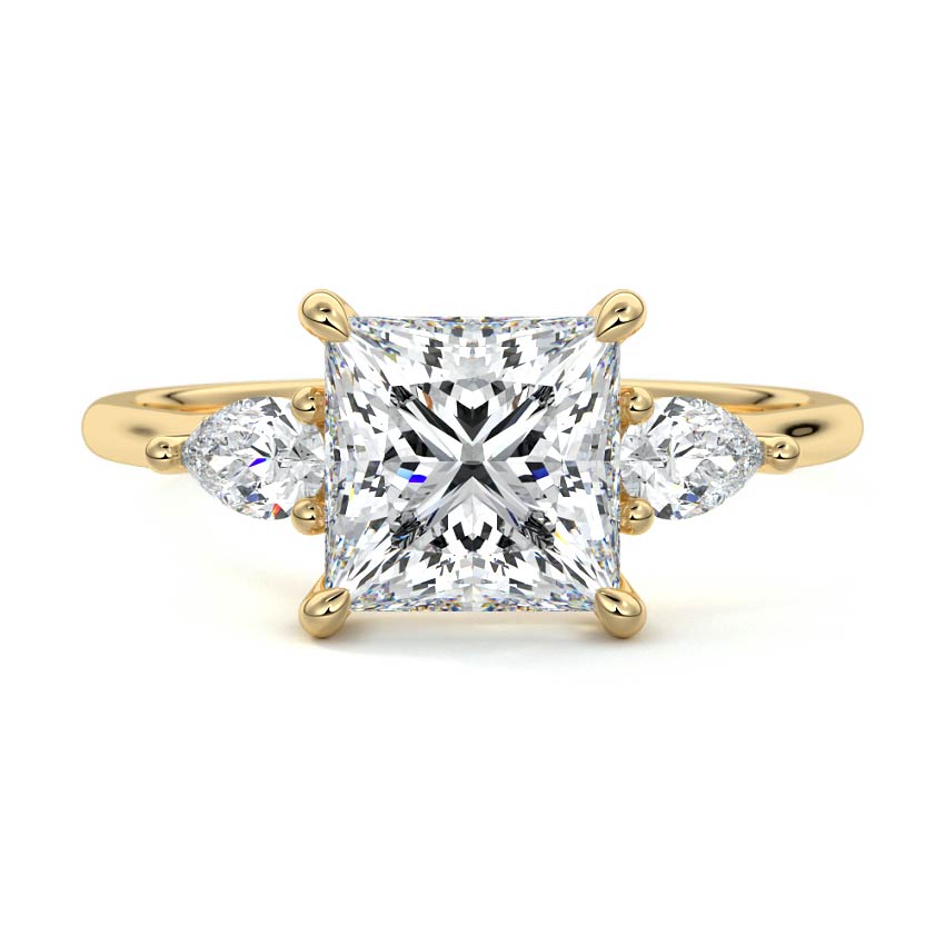 Veda - Princess Yellow Gold Engagement Ring Detail View | Nura Lab