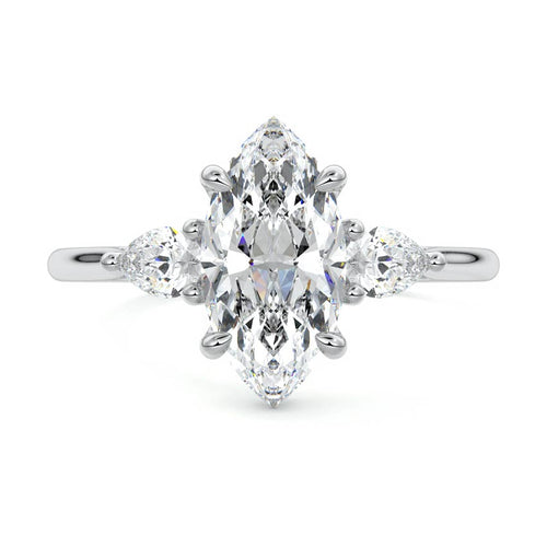Veda - Marquise White Gold Lab Grown Diamond Engagement Ring | Nura Lab