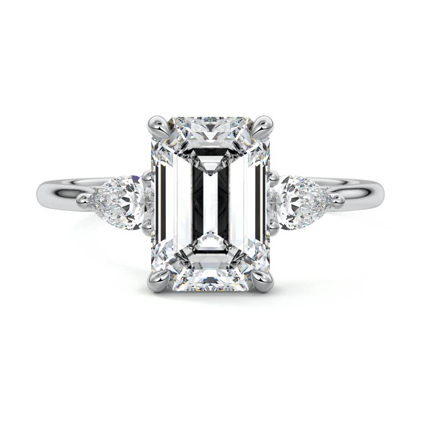 Veda - Emerald Cut Platinum Lab Grown Diamond Engagement Ring | Nura Lab