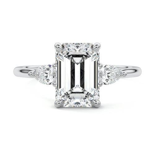 Veda - Emerald Cut Platinum Lab Grown Diamond Engagement Ring | Nura Lab