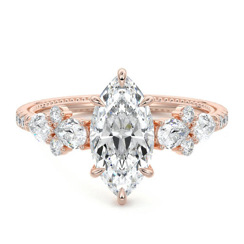 Vera - Marquise Rose Gold Lab Grown Diamond Engagement Ring | Nura Lab