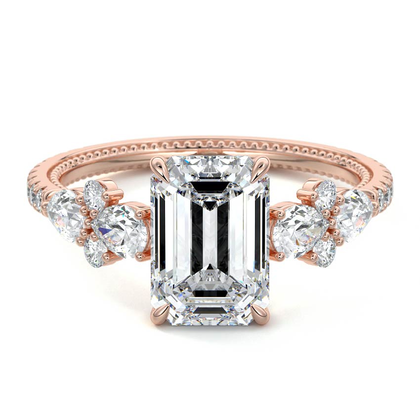 Vera - Emerald Cut Rose Gold Lab Grown Diamond Engagement Ring | Nura Lab