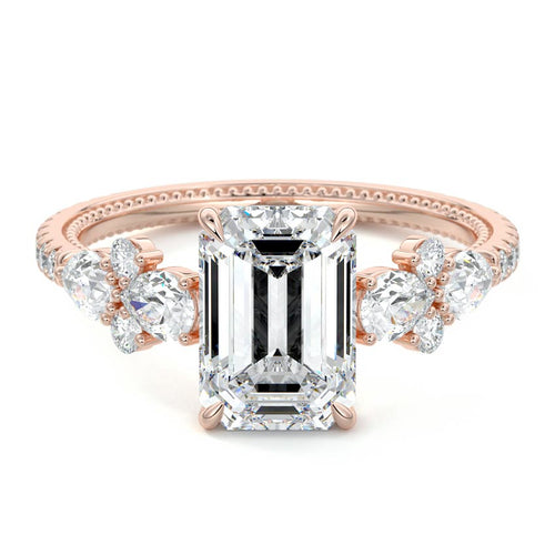Vera - Emerald Cut Rose Gold Lab Grown Diamond Engagement Ring | Nura Lab