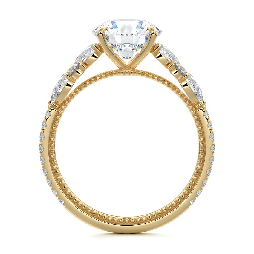 Vera - Round Yellow Gold Engagement Ring Side View | Nura Lab
