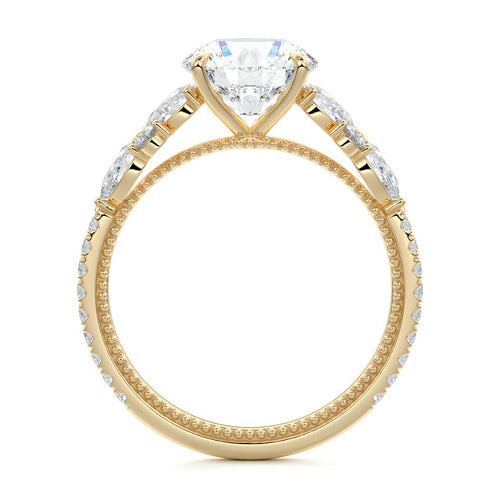 Vera - Round Yellow Gold Engagement Ring Side View | Nura Lab