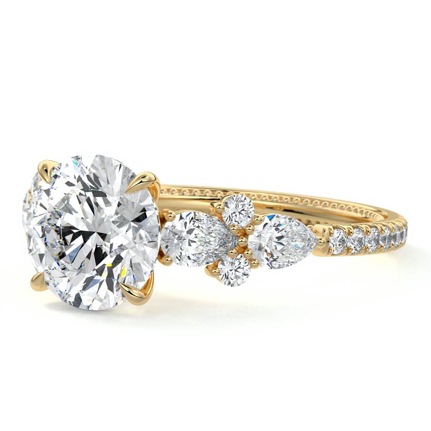 Vera - Round Yellow Gold Engagement Ring Profile View | Nura Lab