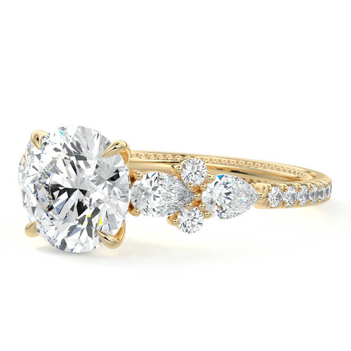 Vera - Round Yellow Gold Engagement Ring Profile View | Nura Lab