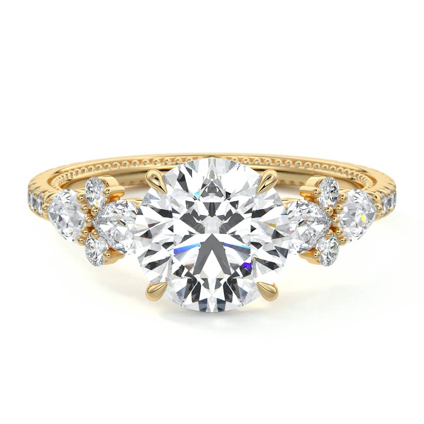 Vera - Round Yellow Gold Engagement Ring Detail View | Nura Lab