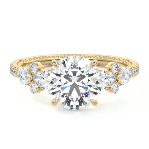 Vera - Round Yellow Gold Engagement Ring Detail View | Nura Lab