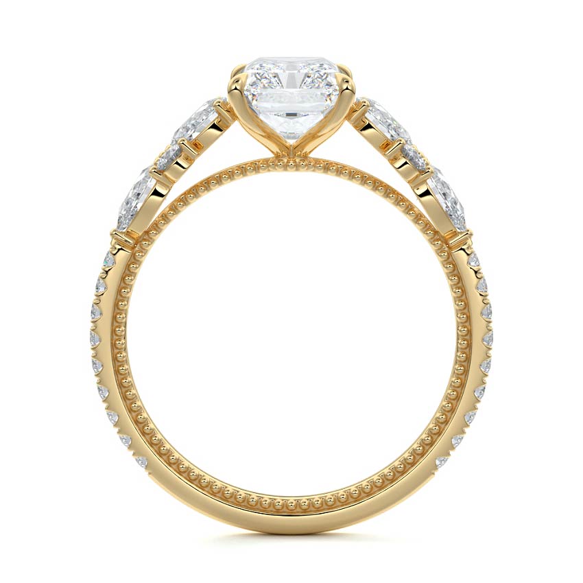 Vera - Radiant Yellow Gold Engagement Ring Side View | Nura Lab