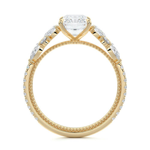 Vera - Radiant Yellow Gold Engagement Ring Side View | Nura Lab