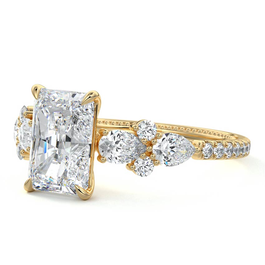 Vera - Radiant Yellow Gold Engagement Ring Profile View | Nura Lab