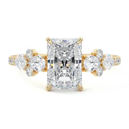 Vera - Radiant Yellow Gold Engagement Ring Detail View | Nura Lab