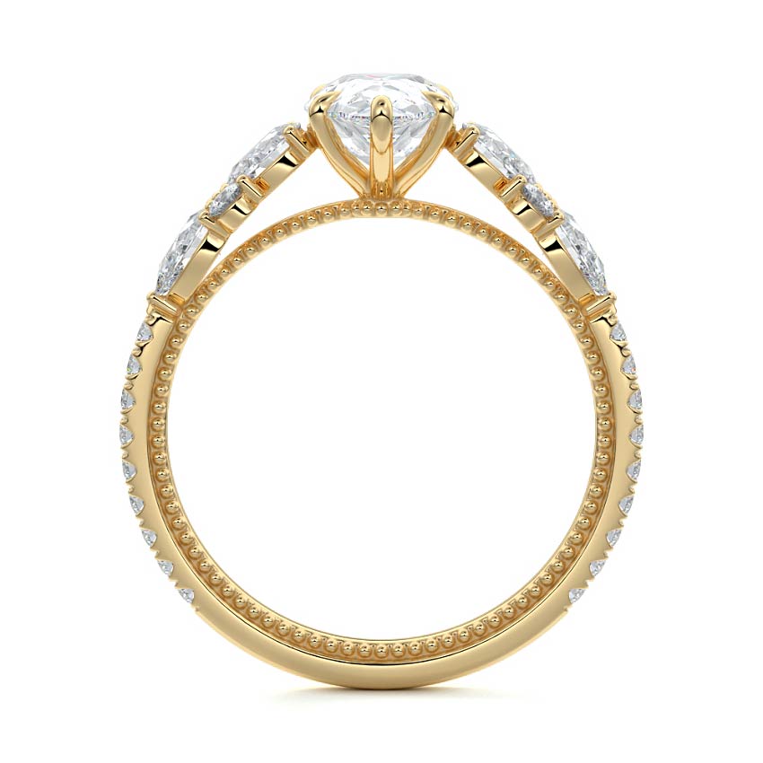 Vera - Pear Yellow Gold Engagement Ring Side View | Nura Lab