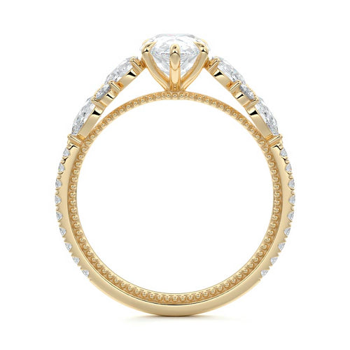 Vera - Pear Yellow Gold Engagement Ring Side View | Nura Lab