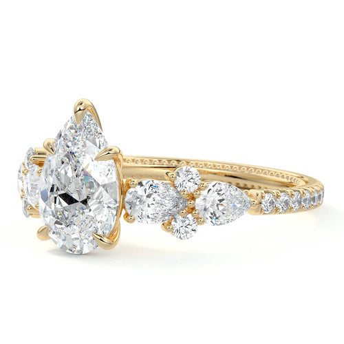 Vera - Pear Yellow Gold Engagement Ring Profile View | Nura Lab