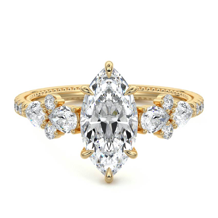 Vera - Marquise Yellow Gold Lab Grown Diamond Engagement Ring | Nura Lab
