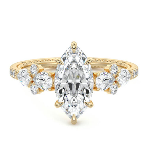 Vera - Marquise Yellow Gold Lab Grown Diamond Engagement Ring | Nura Lab