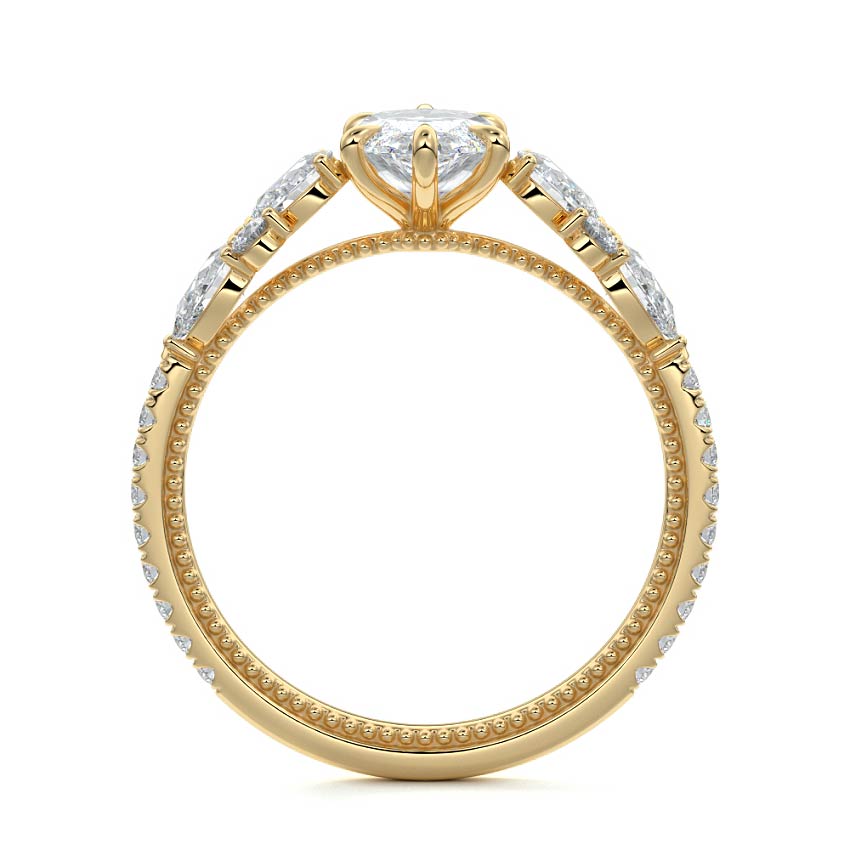 Vera - Marquise Yellow Gold Engagement Ring Side View | Nura Lab