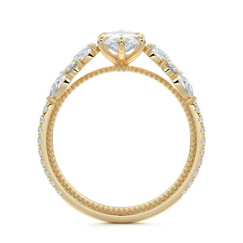 Vera - Marquise Yellow Gold Engagement Ring Side View | Nura Lab