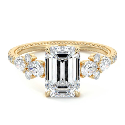Vera - Emerald Cut Yellow Gold Lab Grown Diamond Engagement Ring | Nura Lab