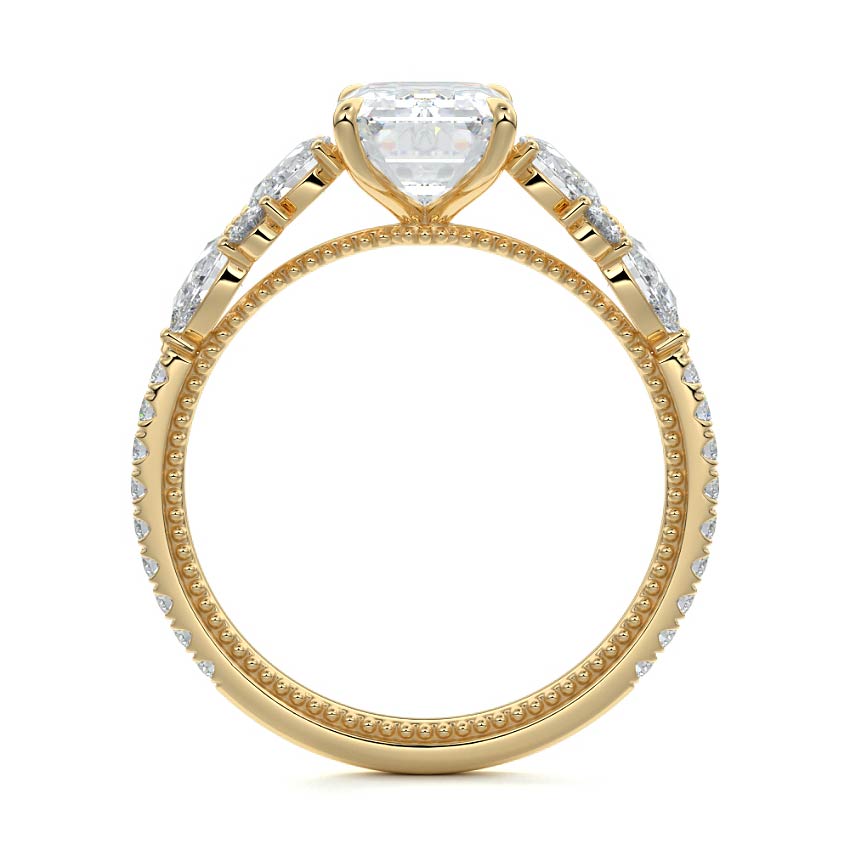 Vera - Emerald Cut Yellow Gold Engagement Ring Side View | Nura Lab