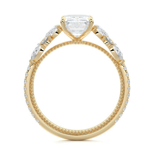 Vera - Emerald Cut Yellow Gold Engagement Ring Side View | Nura Lab
