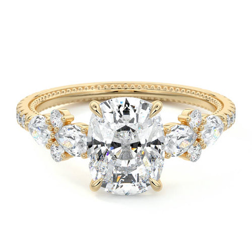 Vera - Cushion Yellow Gold Lab Grown Diamond Engagement Ring | Nura Lab
