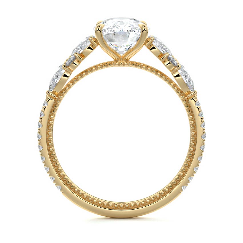 Vera - Cushion Yellow Gold Engagement Ring Side View | Nura Lab