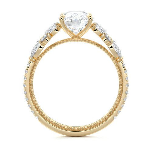 Vera - Cushion Yellow Gold Engagement Ring Side View | Nura Lab