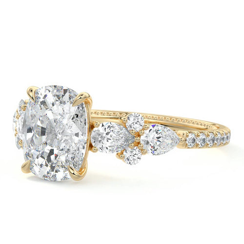 Vera - Cushion Yellow Gold Engagement Ring Profile View | Nura Lab
