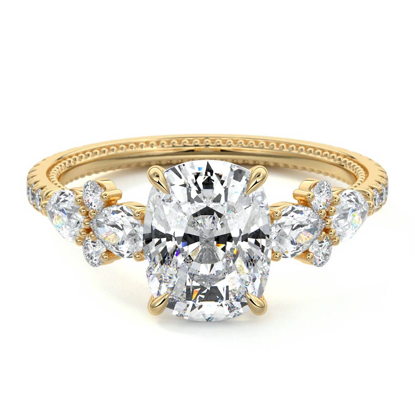 Vera - Cushion Yellow Gold Engagement Ring Detail View | Nura Lab