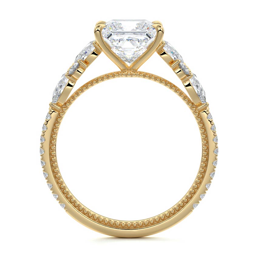 Vera - Princess Yellow Gold Engagement Ring Side View | Nura Lab