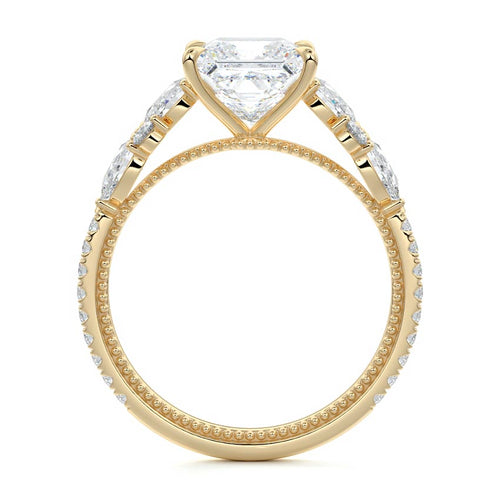 Vera - Princess Yellow Gold Engagement Ring Side View | Nura Lab