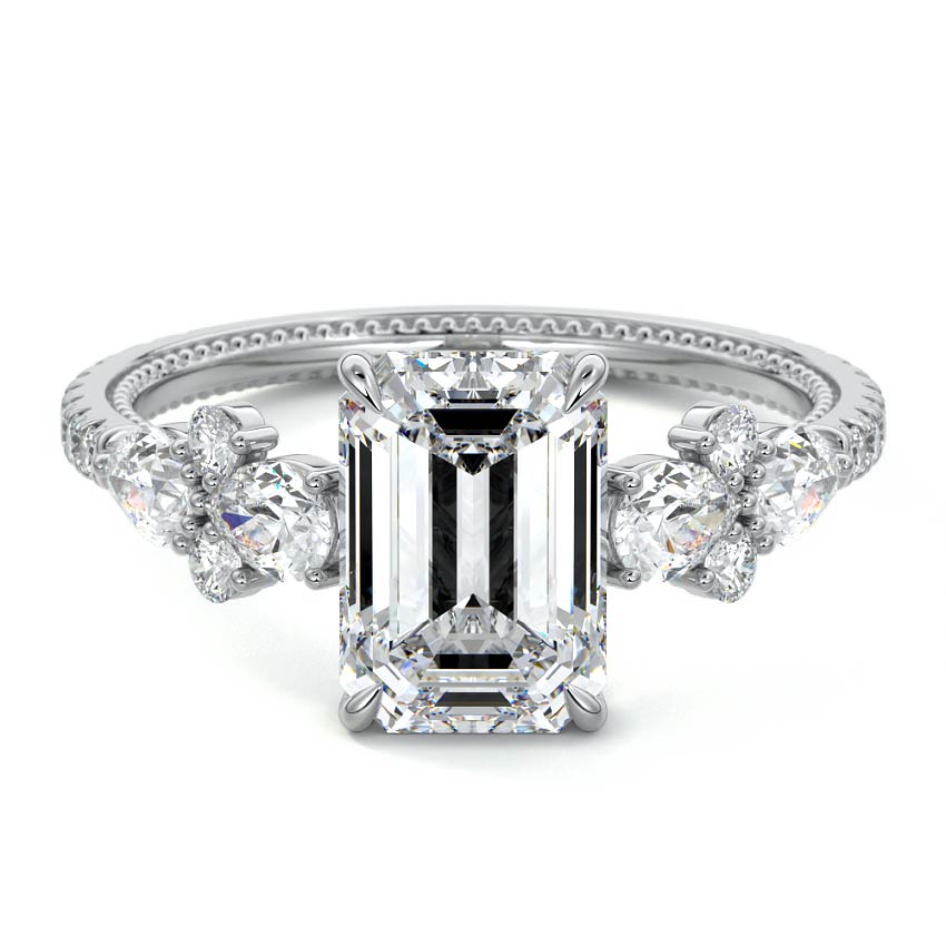 Vera - Emerald Cut White Gold Lab Grown Diamond Engagement Ring | Nura Lab