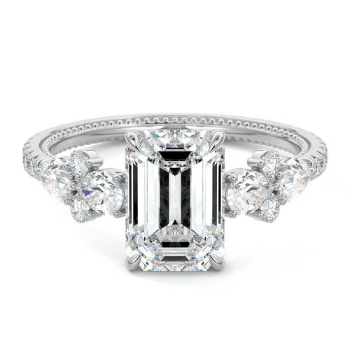 Vera - Emerald Cut White Gold Lab Grown Diamond Engagement Ring | Nura Lab