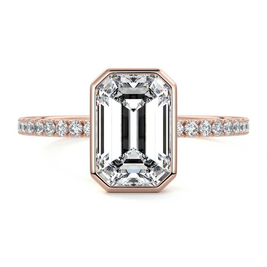 Viola - Emerald Cut Rose Gold Lab Grown Diamond Engagement Ring | Nura Lab