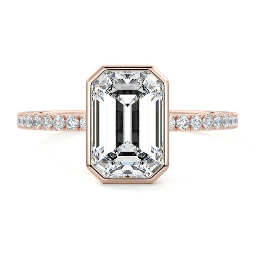 Viola - Emerald Cut Rose Gold Lab Grown Diamond Engagement Ring | Nura Lab