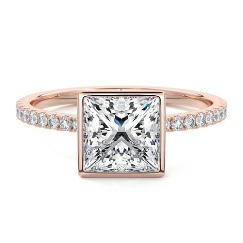 Viola - Princess Rose Gold Lab Grown Diamond Engagement Ring | Nura Lab