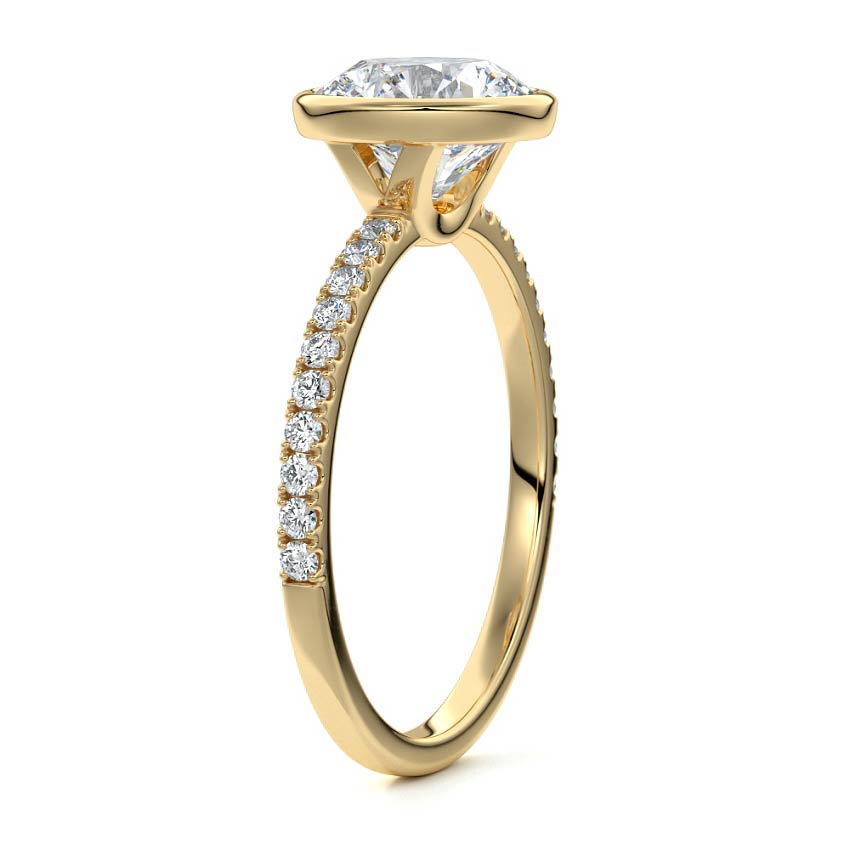 Viola - Round Yellow Gold Engagement Ring Side View | Nura Lab