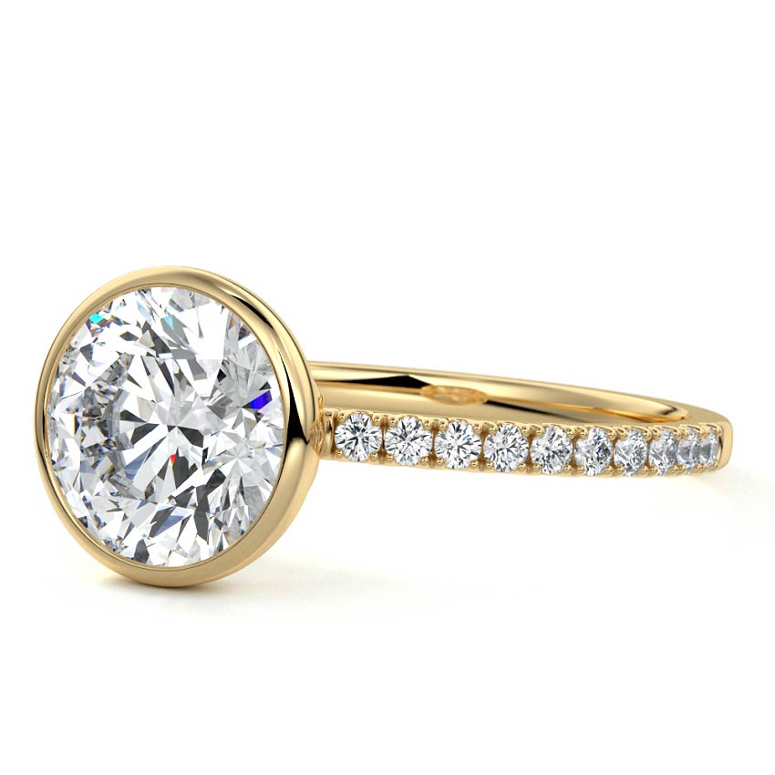 Viola - Round Yellow Gold Engagement Ring Profile View | Nura Lab