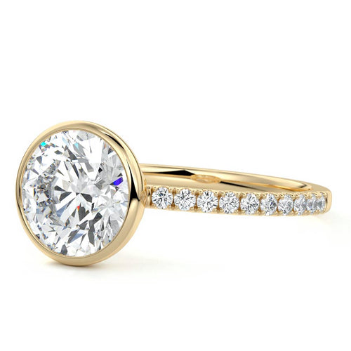 Viola - Round Yellow Gold Engagement Ring Profile View | Nura Lab