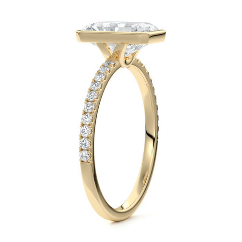 Viola - Radiant Yellow Gold Engagement Ring Side View | Nura Lab