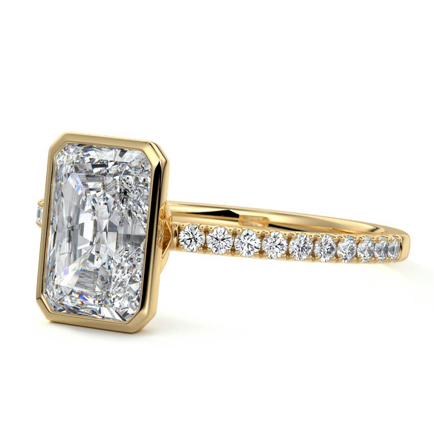 Viola radiant bezel pavé solitaire lab grown diamond engagement ring in yellow gold