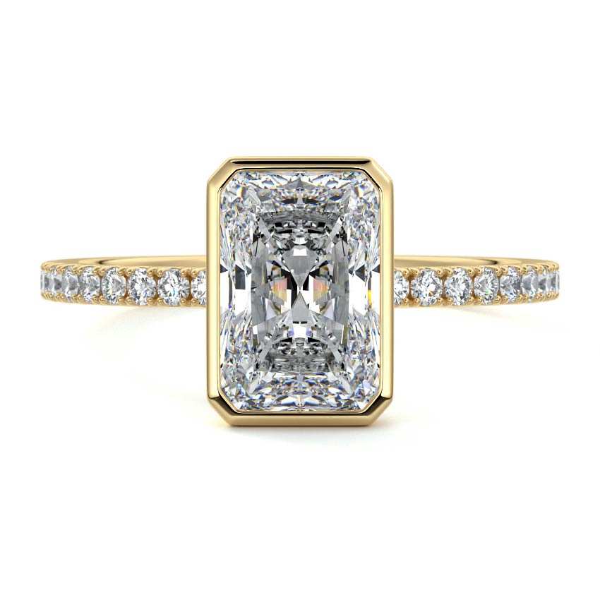 Viola - Radiant Yellow Gold Engagement Ring Detail View | Nura Lab