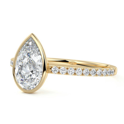 Viola - Pear Yellow Gold Engagement Ring Profile View | Nura Lab