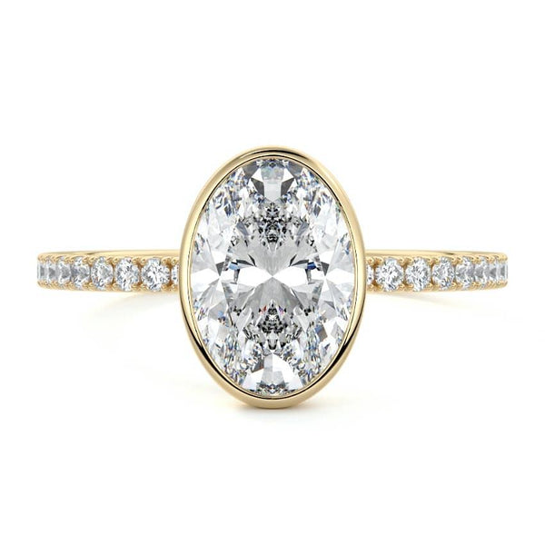 Viola - Oval Bezel Pavé Solitaire Lab Grown Diamond Engagement Ring