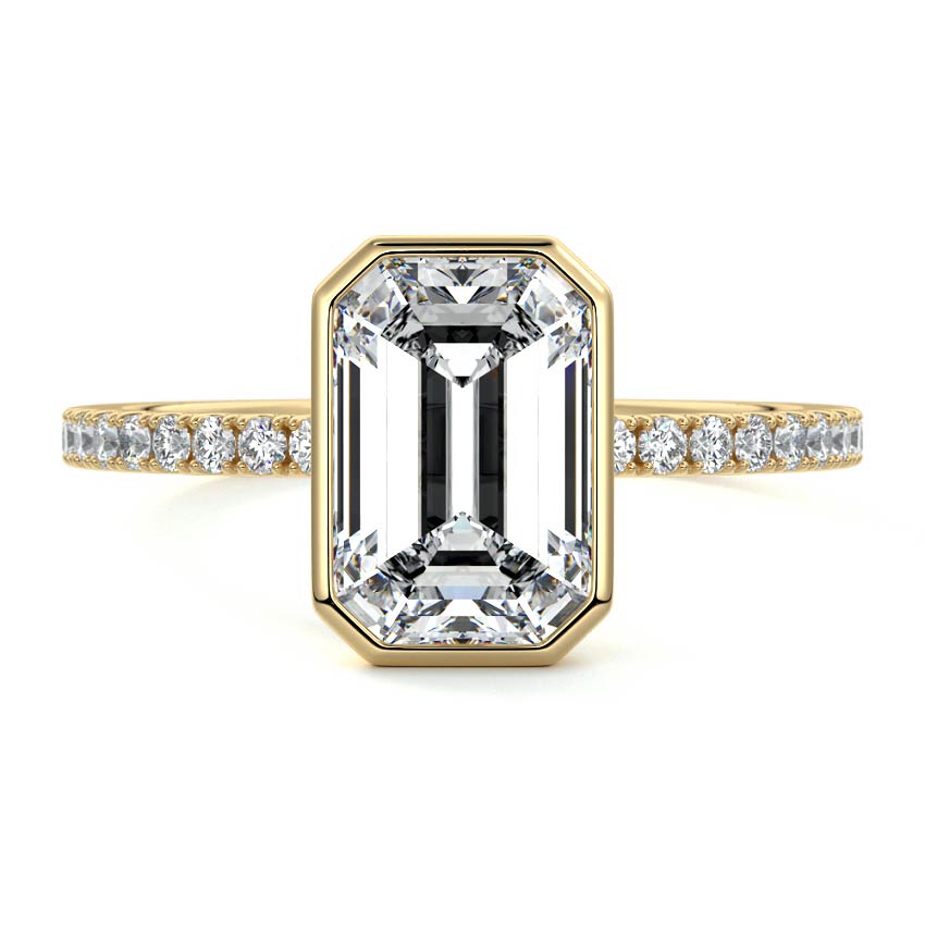 Viola - Emerald Cut Yellow Gold Lab Grown Diamond Engagement Ring | Nura Lab